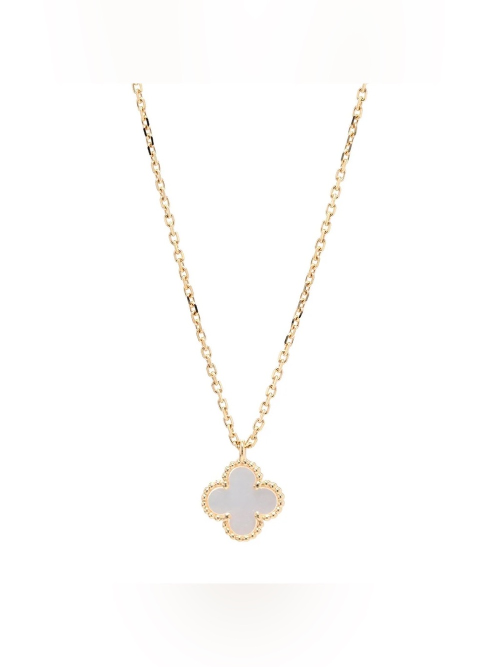 Gold Clover Mother of Pearl Pendant Necklace